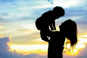 Raise children together- mother and baby